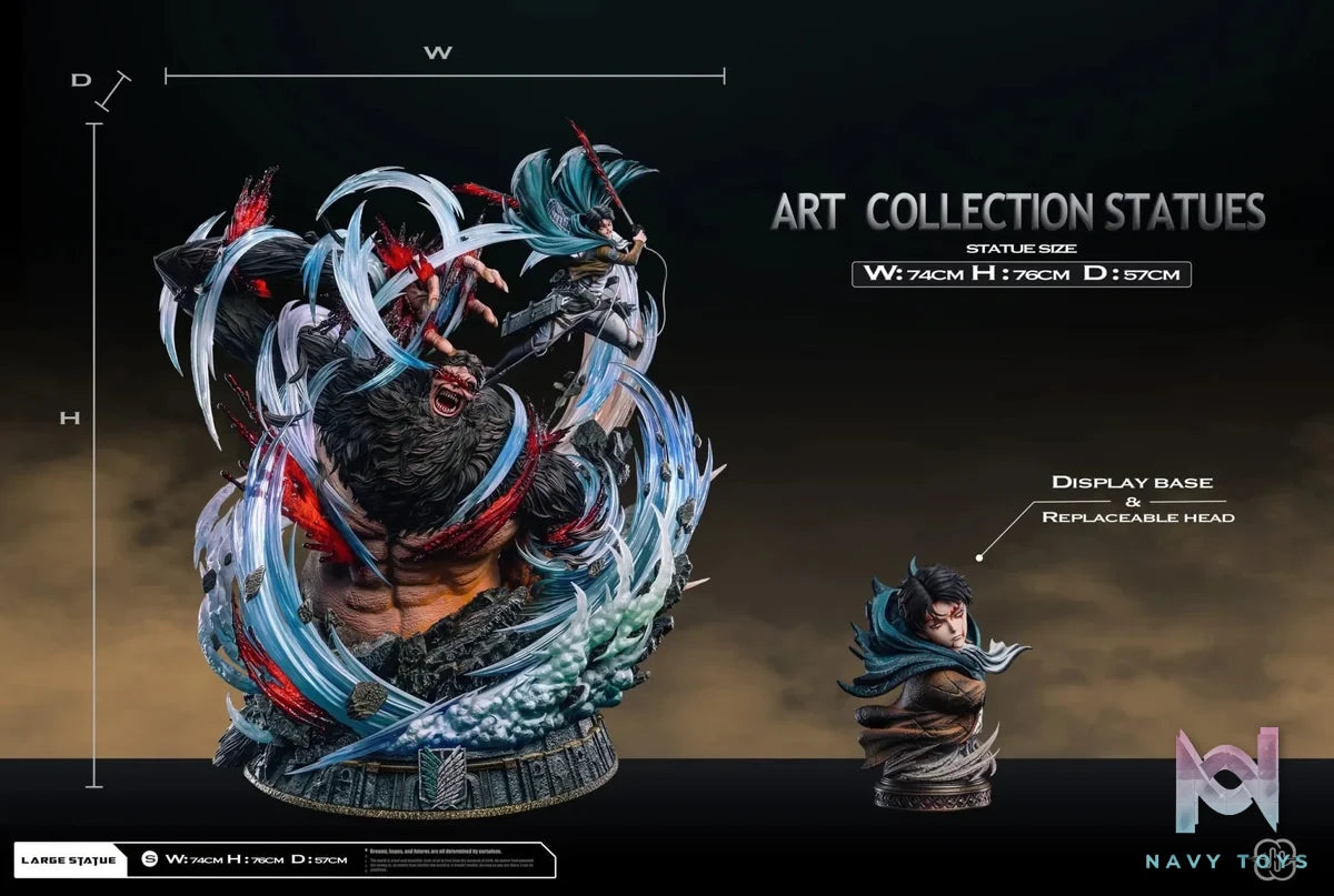 Hertz Studio - Attack on Titan 2.0 Ackerman Levi vs Zeke resin statue Navy Toys anime figure