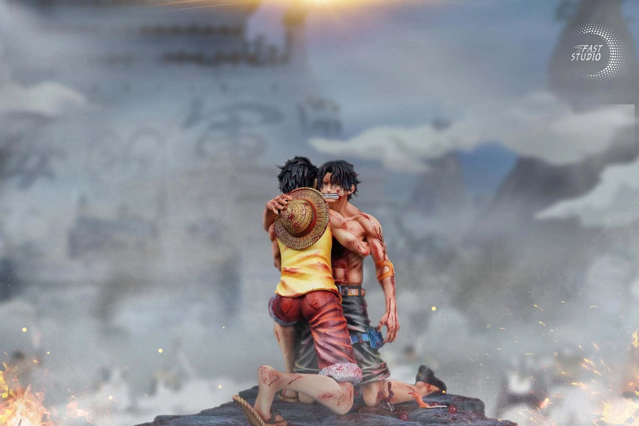 Luffy & Ace last goodbye resin statue Fast Studio anime figure