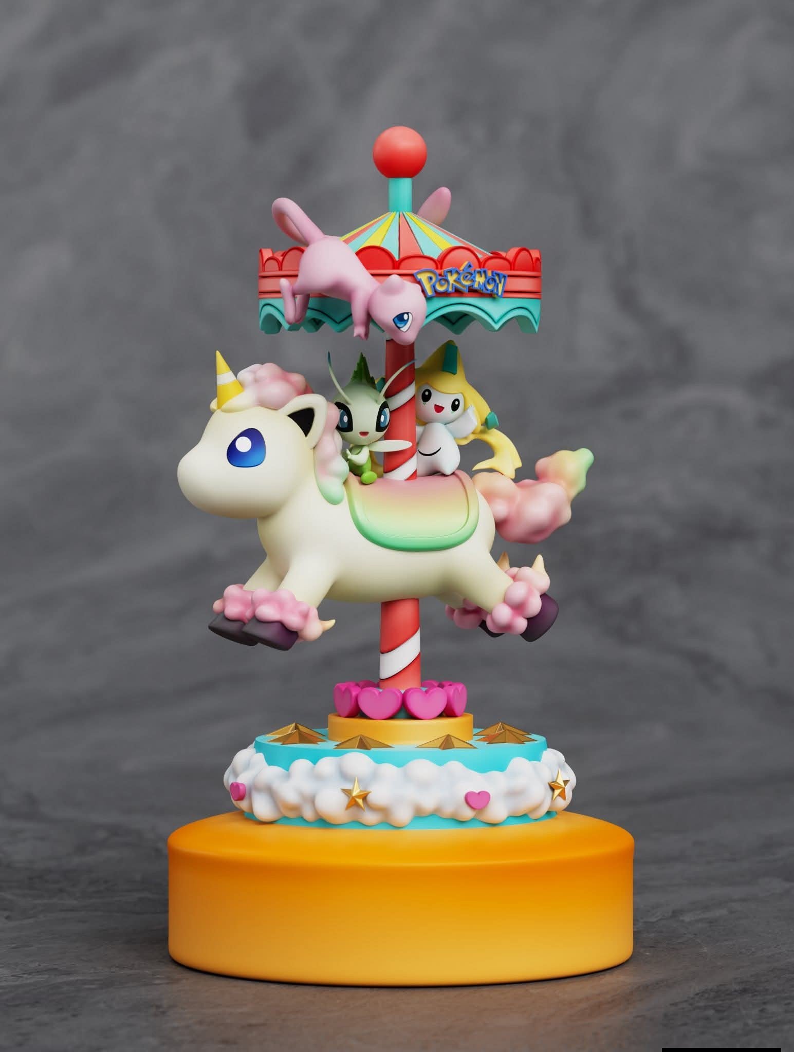 Mew,Celebi and Jirach resin statue sun studio anime figure