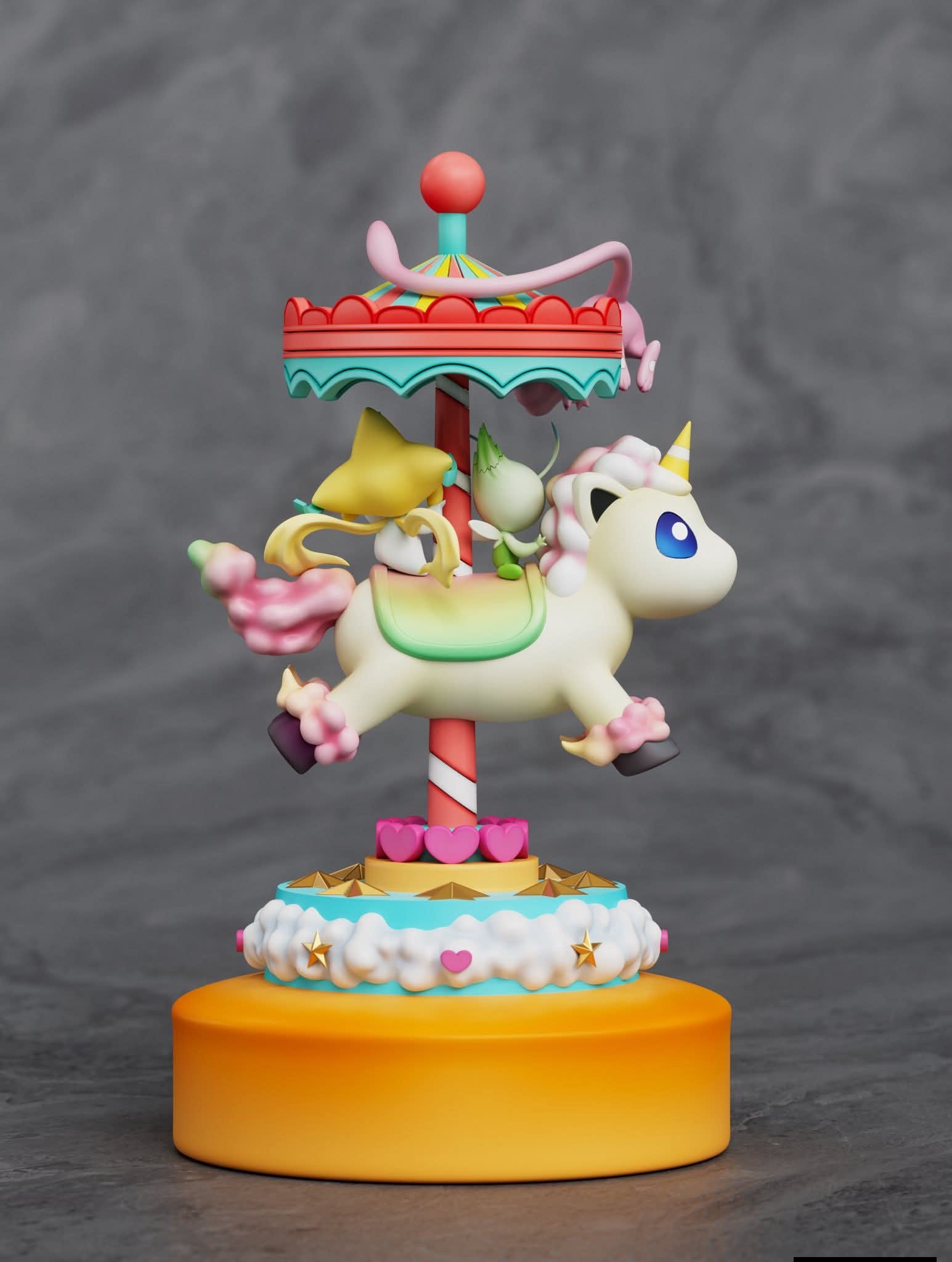 Mew,Celebi and Jirach resin statue sun studio anime figure