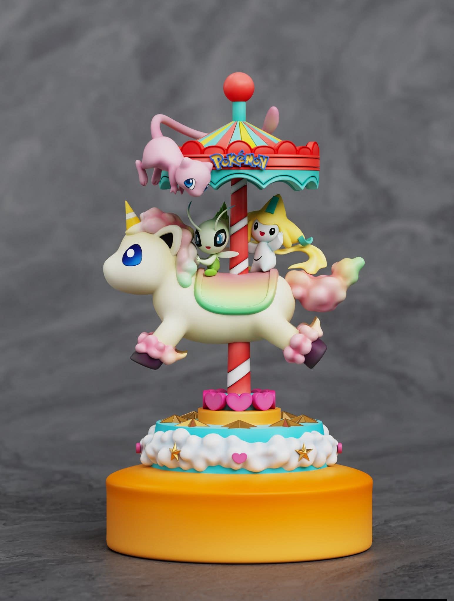 Mew,Celebi and Jirach resin statue sun studio anime figure