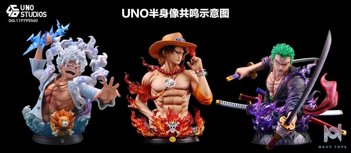 UNO Studio - One Piece 1/4 Portgas D. Ace Bust resin statue Navy Toys anime figure