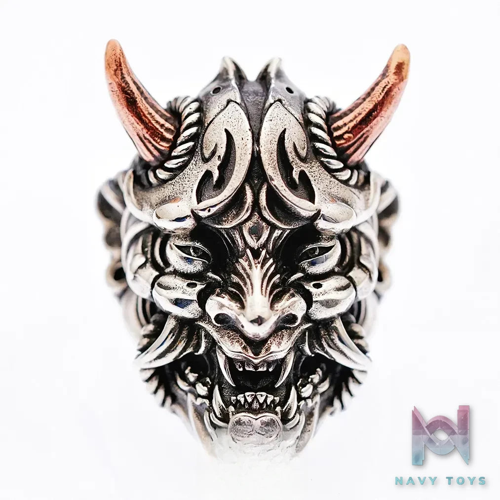 Raven Studio (silver jewelry) – Original Exclusive Design “Hannya” Japanese Samurai Armor Mask Ring Original