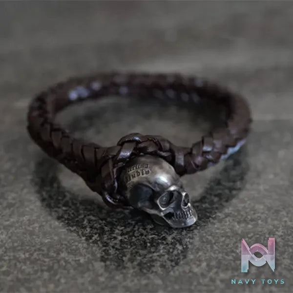 Raven Studio (silver jewelry) – Original Design RS Skull Leather Bracelet Original