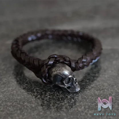 Raven Studio (silver jewelry) – Original Design RS Skull Leather Bracelet Original