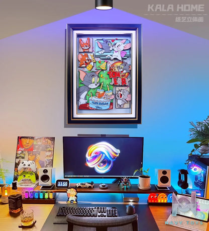 KALA HOME Studio – Tom and Jerry Multiple Characters 3D Decorative Painting Tom and Jerry