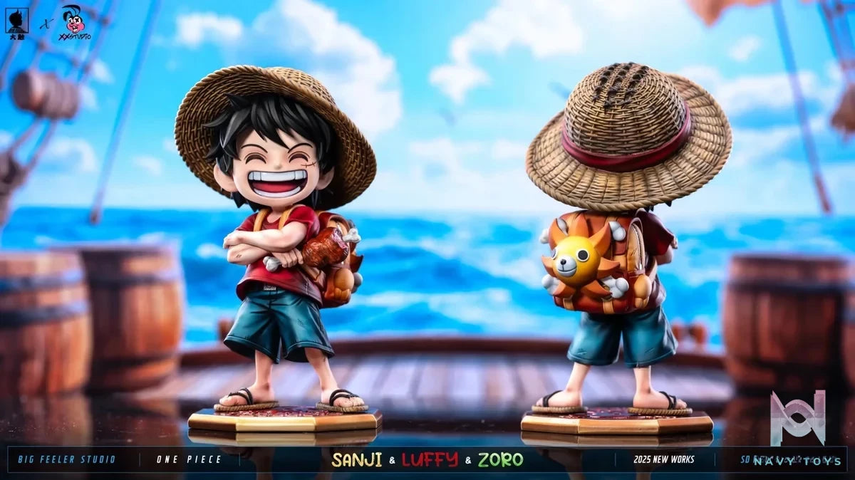 Big Feeler Studio & XOX Studio - One Piece Q version The Three Strongest Luffy & Zoro & Sanji resin statue Navy Toys anime figure