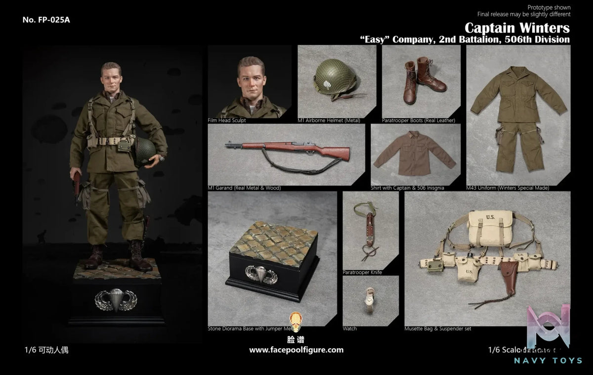 Facepoolfigure – Captain Winters “Easy” Company, 2nd Battalion, 506th Division 1/6 Action Figure FP025 (Licensed)