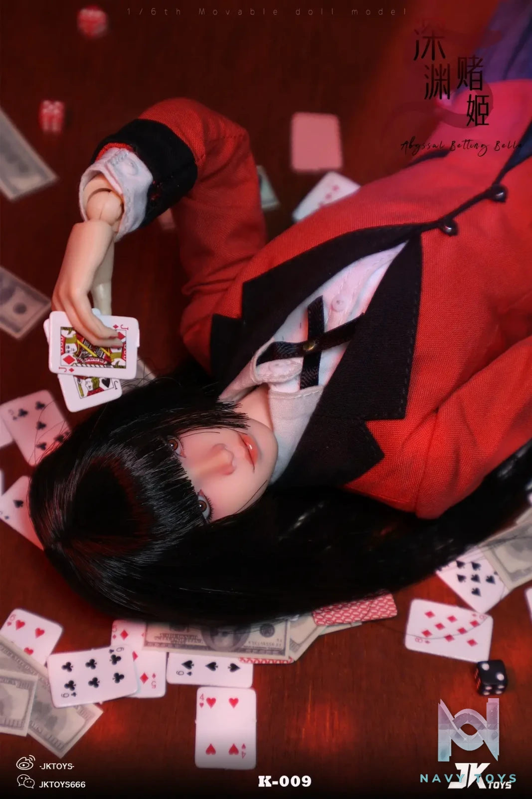 JKTOYS – Kakegurui 1/6 Abyssal Betting Belle Yumeko Movable Eye Hair Implant Head K-009