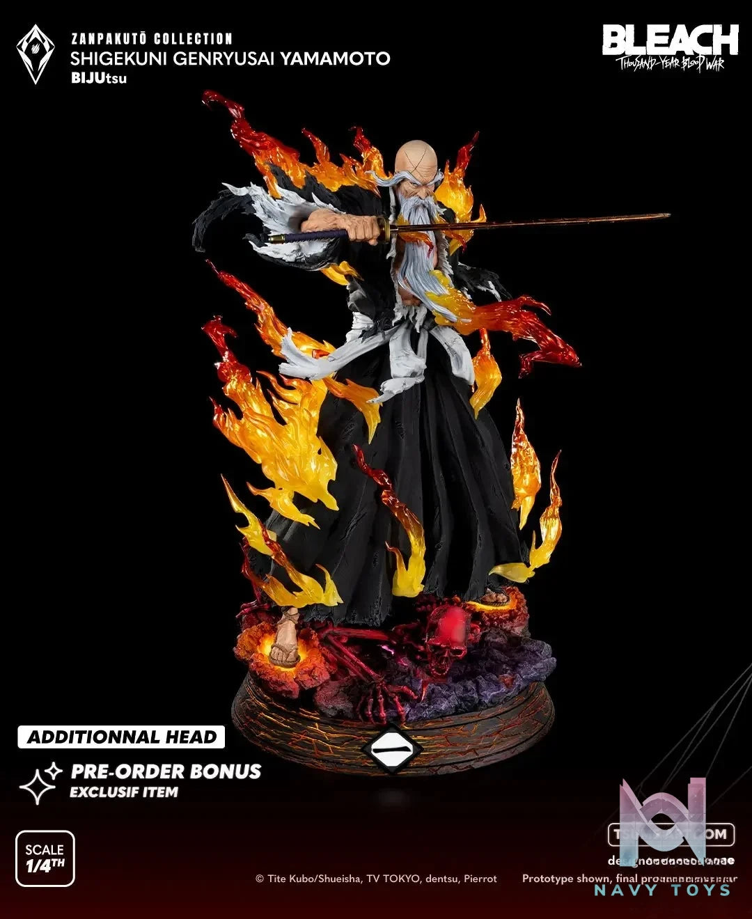 TSUME Studio - BLEACH Zanpakuto Collection Genryusai Shigekuni Yamamoto (Licensed) resin statue Navy Toys anime figure