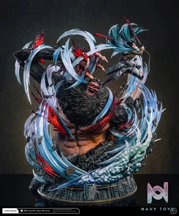Hertz Studio - Attack on Titan 2.0 Ackerman Levi vs Zeke resin statue Navy Toys anime figure