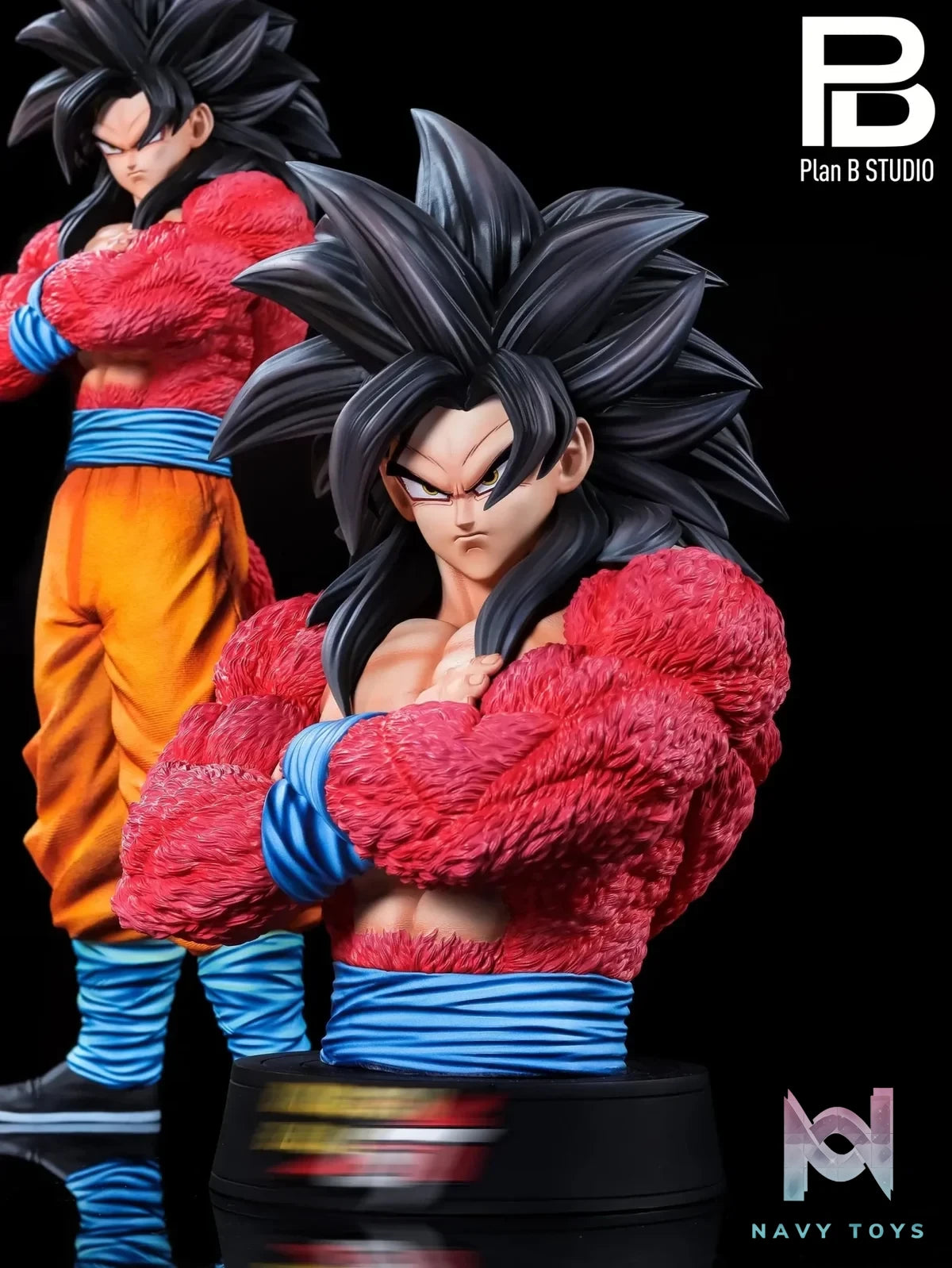PlanB Studio - Dragon Ball Super Saiyan 4 Goku & Super Saiyan 4 Goku Bust resin statue Navy Toys anime figure