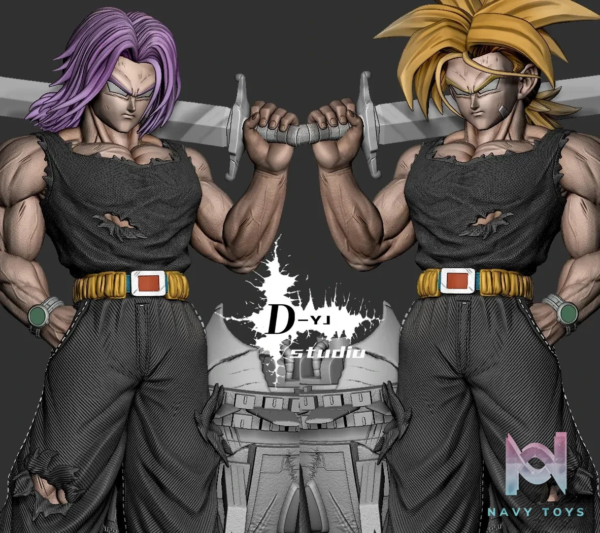 D - YJ Studio - Dragon Ball Sword Carrying Trunks resin statue Navy Toys anime figure