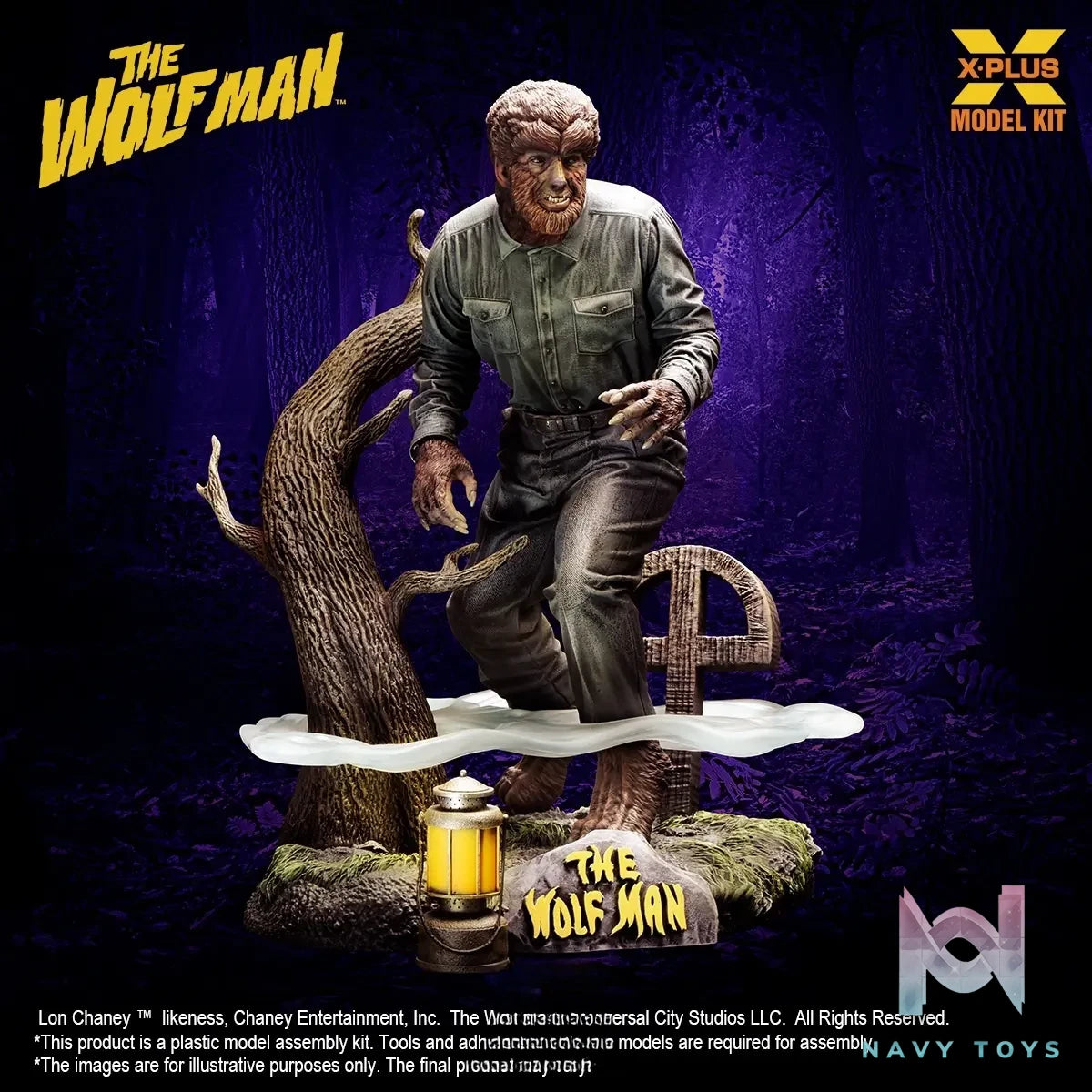 X-PLUS PLEX Studio – 1/8 Scale Lon Chaney Jr. as Wolf Man Plastic Model Kit (Grey Model) 416-200681CP (Licensed)