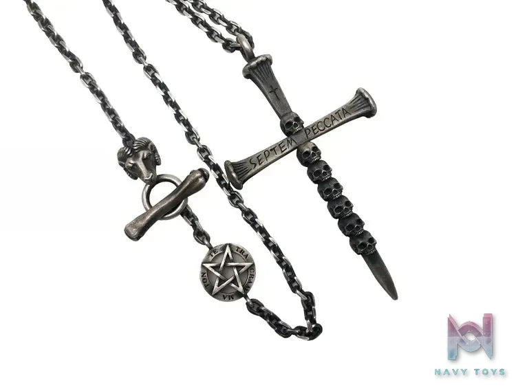 Shou Jiang Studio – Custom Original Design Seven Deadly Sins Skull Cross Pendant Original
