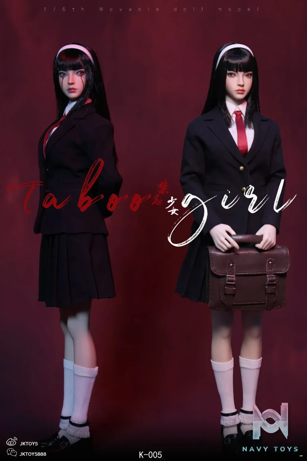 JKTOYS – Tomie 1/6 Taboo girl Tomie cosplay version Movable Eye Double Headed Sculpture Configuration K-005