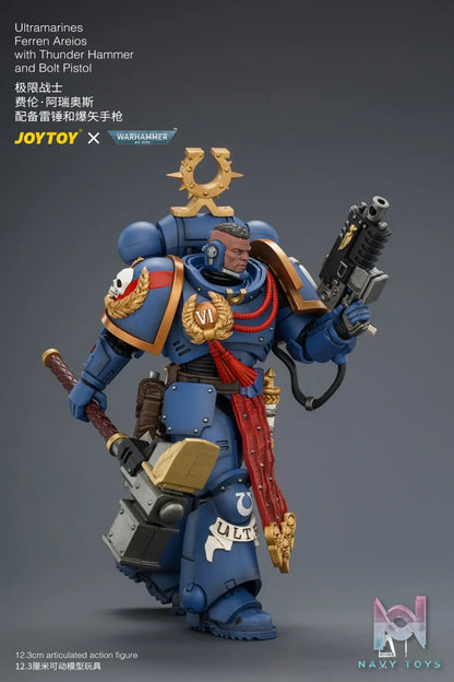 JOYTOY – Ultramarines Ferren Areios with Thunder Hammer and Bolt Pistol JT04889 (Licensed)