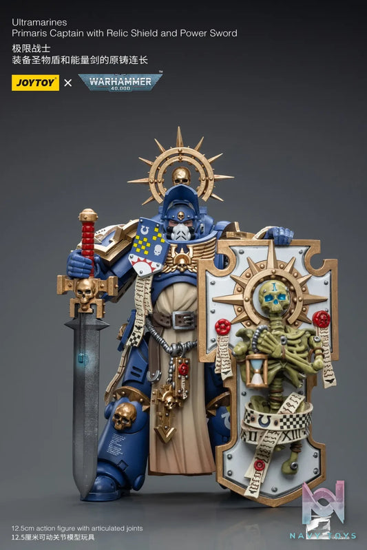 JOYTOY – Ultramarines Primaris Captain with Relic Shield and Power Sword JT6465 (Licensed)