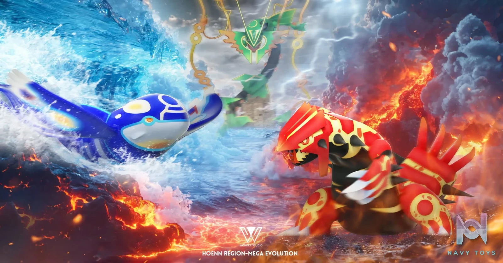 Wonder Studio – Pokémon Super-ancient Pokémon Mega Rayquaza & Primal Reversion Groudon & Primal Reversion Kyogre