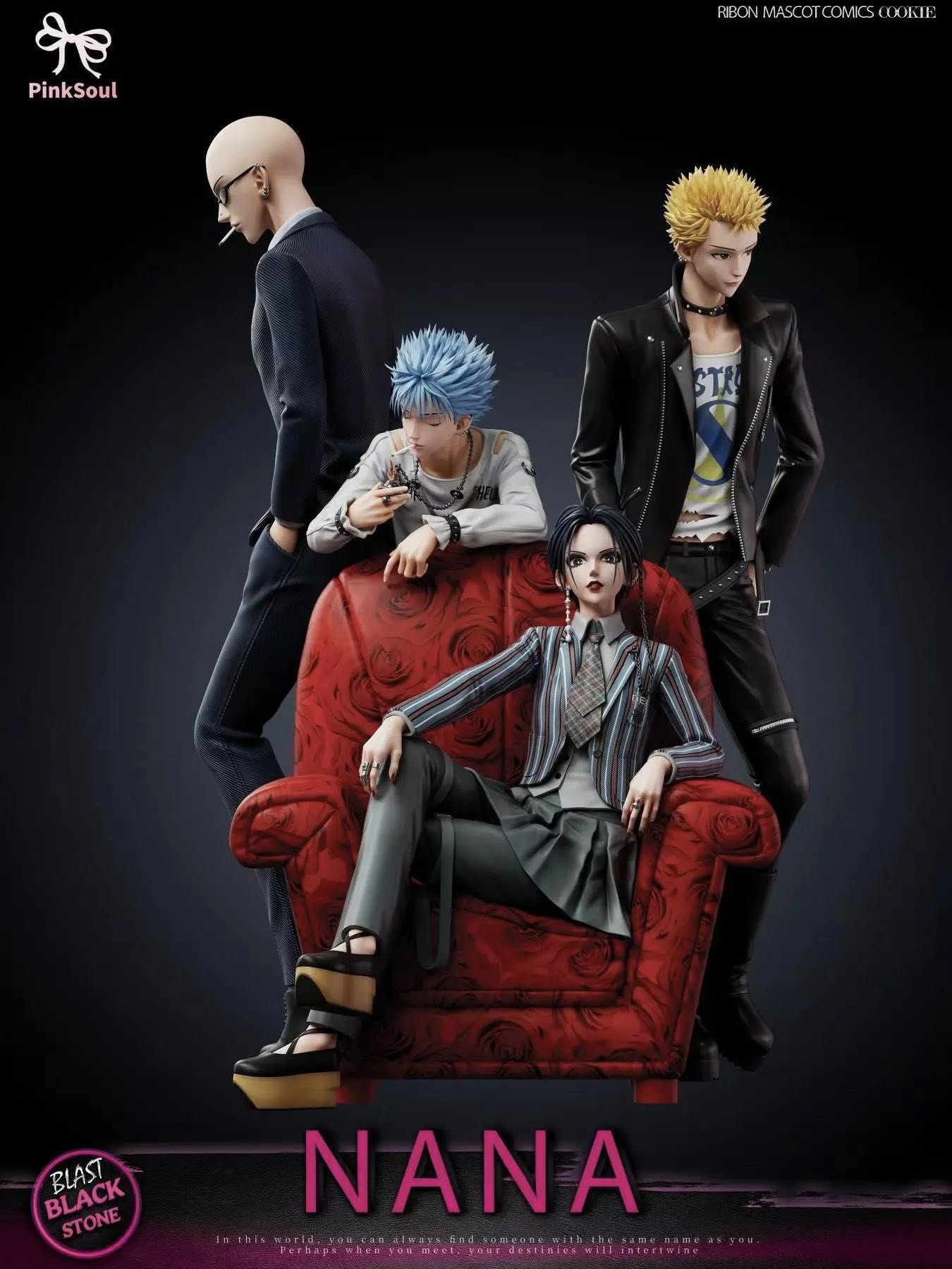 Nana,Takagi,Nobuo and Shinichi resin statue Pink Soul Studio anime figure