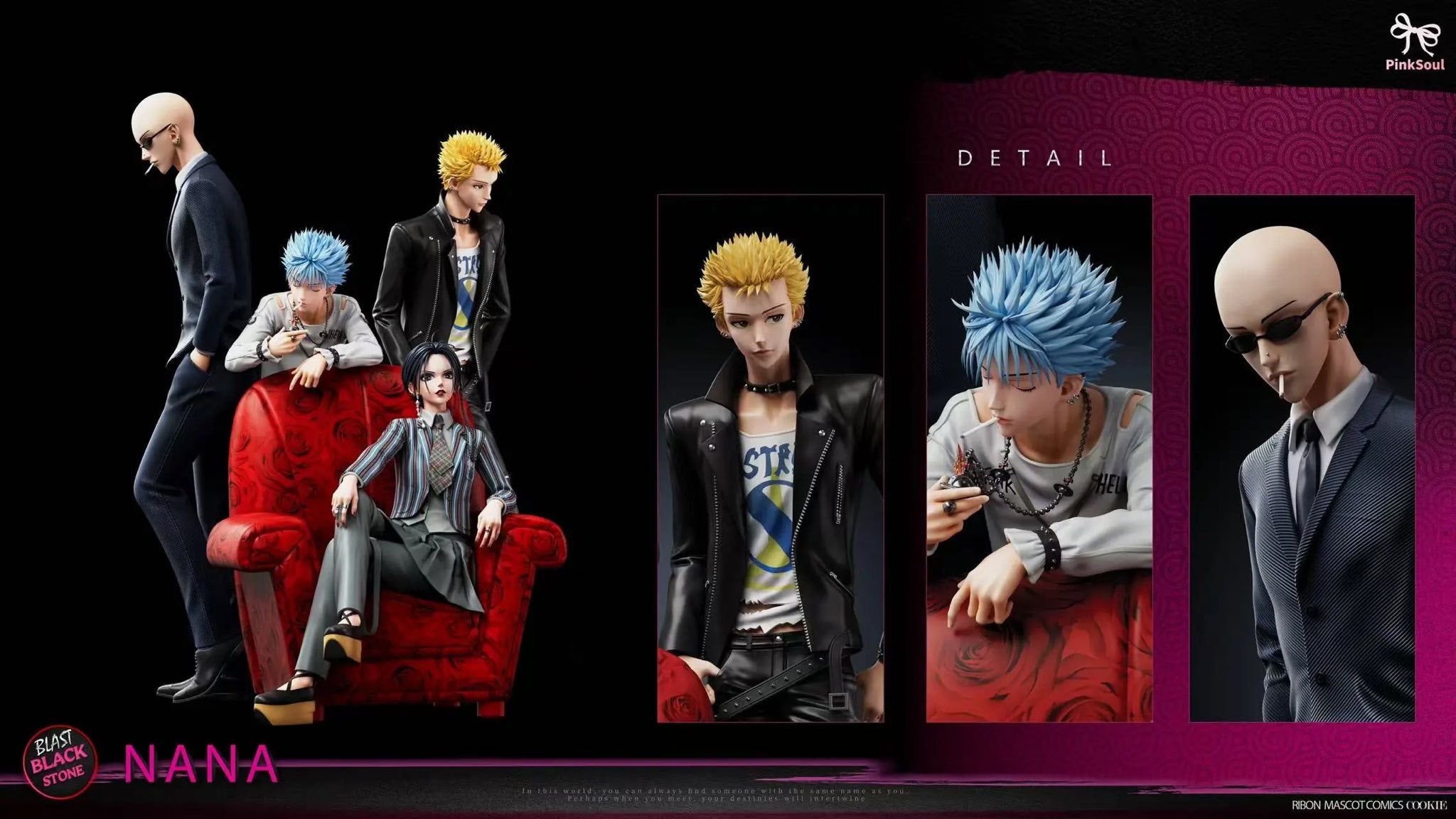 Nana,Takagi,Nobuo and Shinichi resin statue Pink Soul Studio anime figure