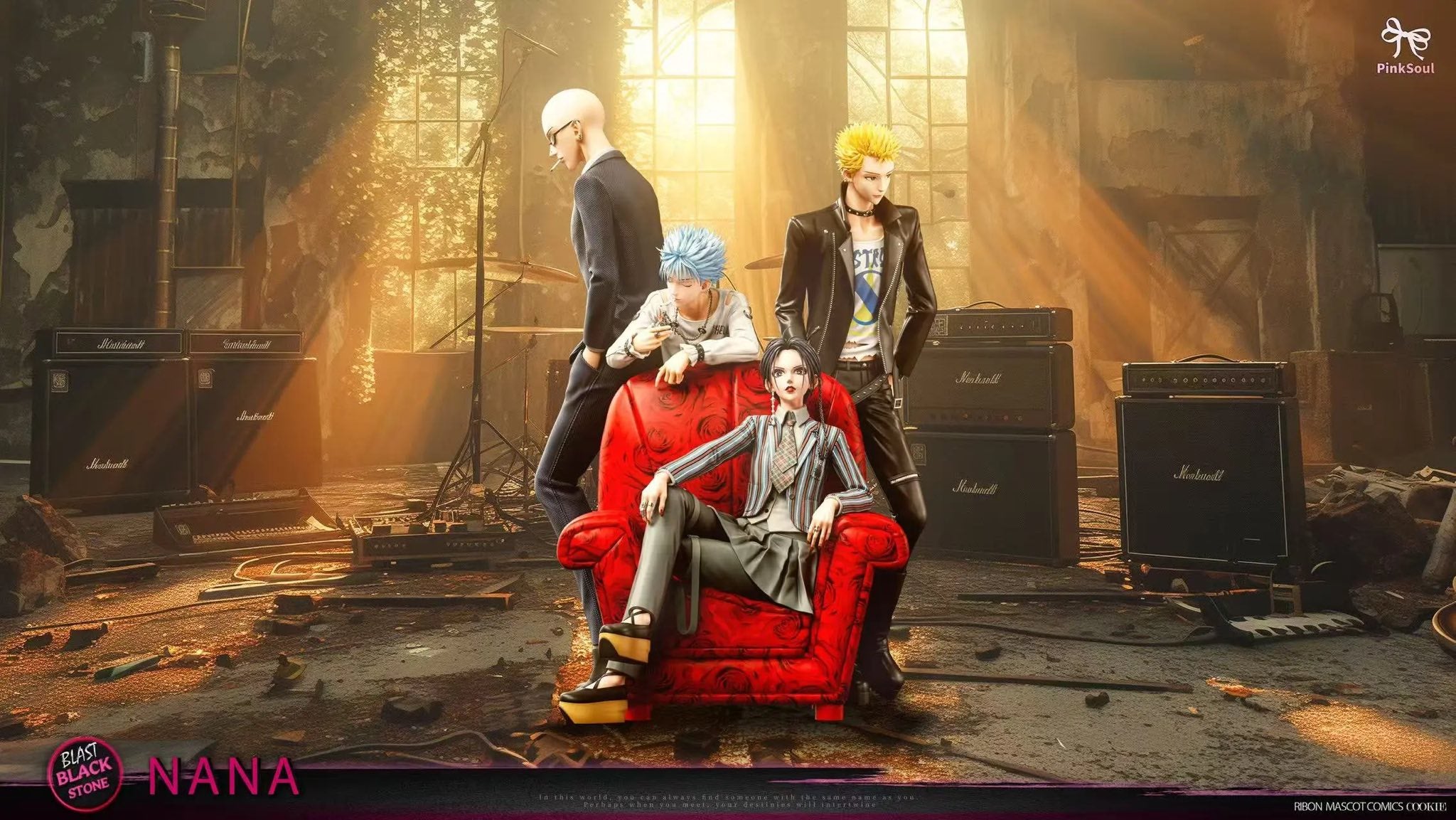 Nana,Takagi,Nobuo and Shinichi resin statue Pink Soul Studio anime figure