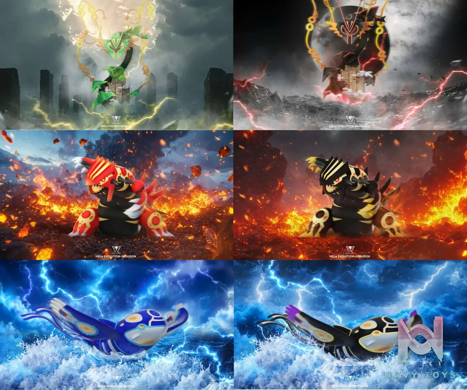 Wonder Studio – Pokémon Super-ancient Pokémon Mega Rayquaza & Primal Reversion Groudon & Primal Reversion Kyogre