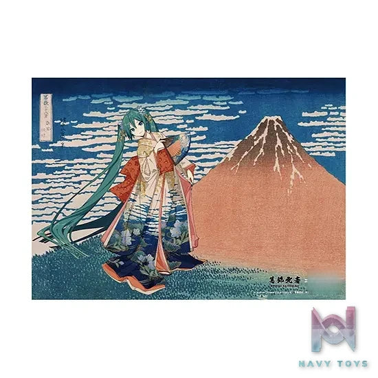 Presence – Katsushika Hokusai x Hatsune Miku Serial Numbered A3 Acrylic Panel Thirty-six Views of Mount Fuji Fine Wind, Clear Morning (Licensed)