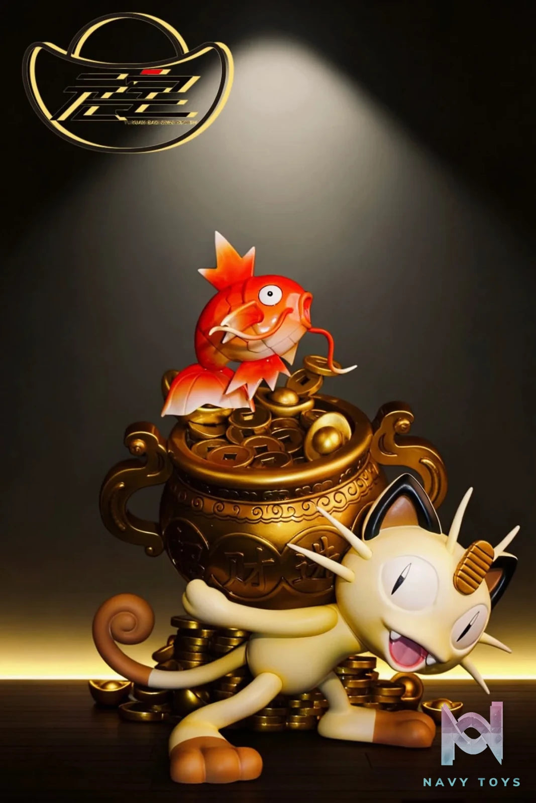 Fortune Cat and Coi Fish resin statue Yuan Bao Studio anime figure