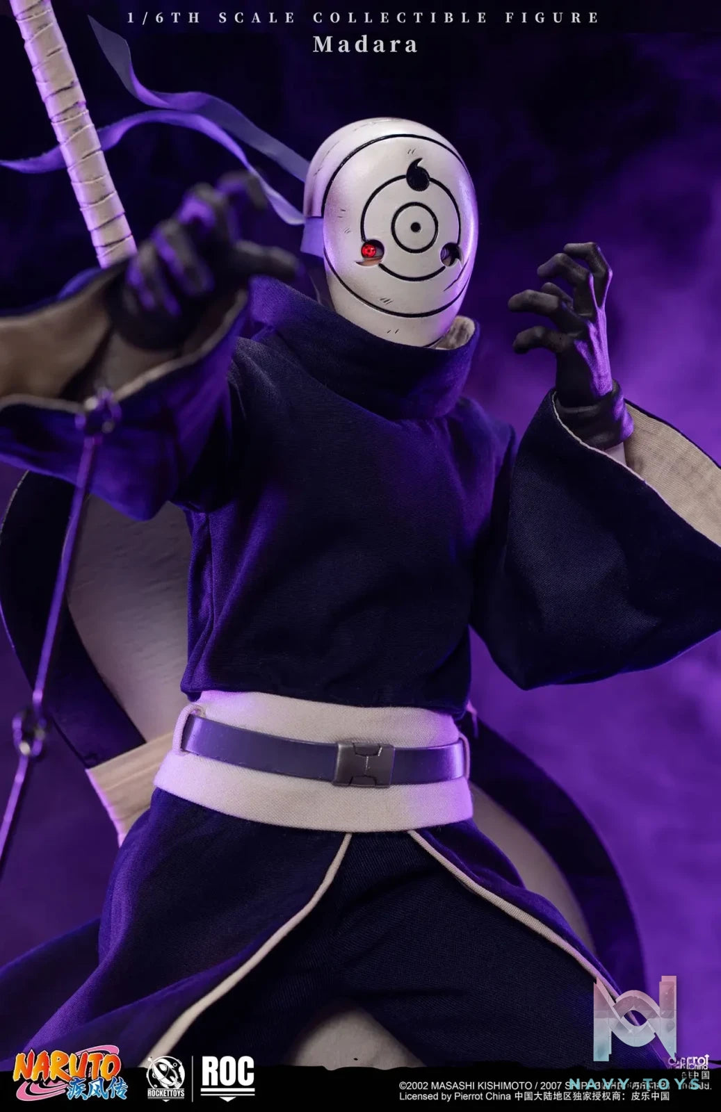 ROCKETTOYS Studio – Naruto Shippuden Madara Uchiha (White Mask Ver.) 1/6 Scale Action Figure ROC-021 (Licensed)
