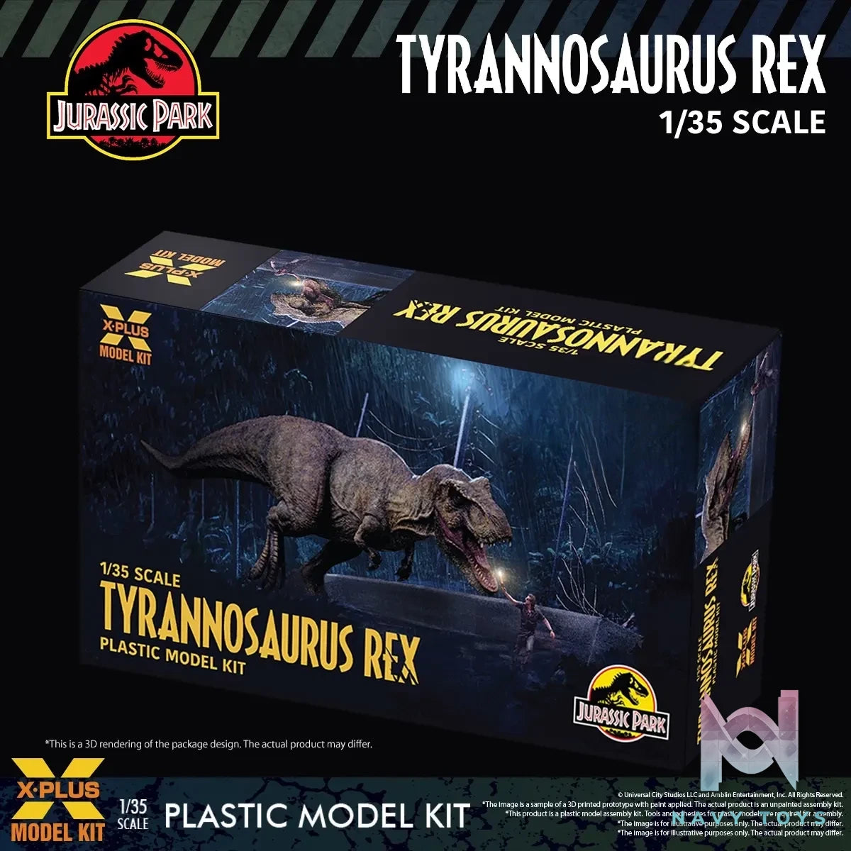 X-PLUS PLEX Studio – Jurassic Park Tyrannosaurus Rex 1/35 Scale Plastic Model Kit 411-200589CP (Licensed)