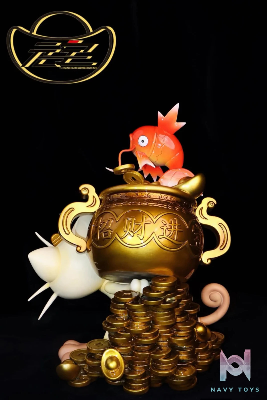 Fortune Cat and Coi Fish resin statue Yuan Bao Studio anime figure