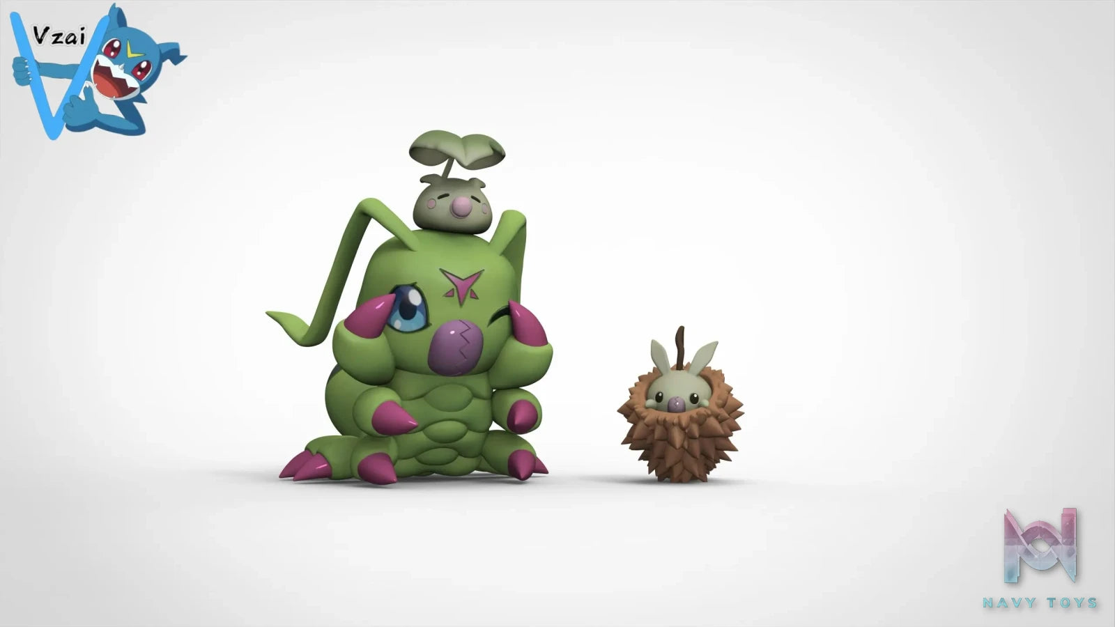 Vzai Studio – Wormmon + Leafmon + Minomon Digimon