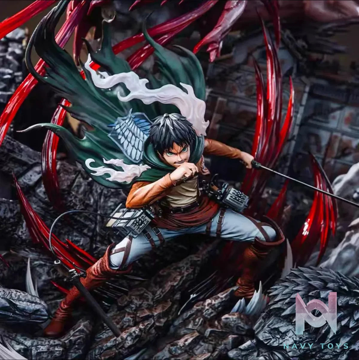 Hertz Studio - Attack on Titan 2 Eren Jaeger resin statue Navy Toys anime figure