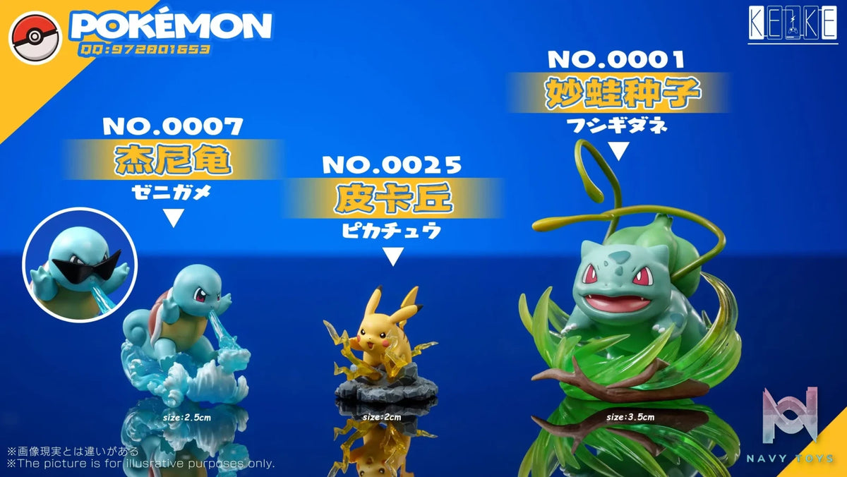 Keke Studio – Ash Ketchum & Charmander Evolution Set & Pikachu, Squirtle, Bulbasaur