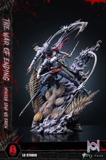 LC Studio - Attack on Titan Mikasa & Levi VS The Founding Titan resin statue Navy Toys anime figure