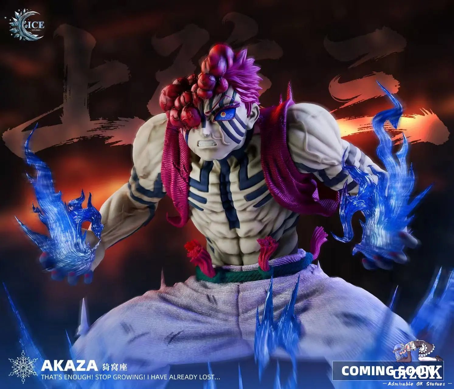 ICE Studio - Infinity Castle Series 01 Upper Moon 3 Akaza Demon Slayer resin statue Navy Toys anime figure