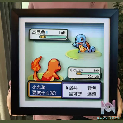 KALA HOME Studio – Charmander vs Squirtle Pokémon Pixel Art 3D Decorative Painting Pokémon