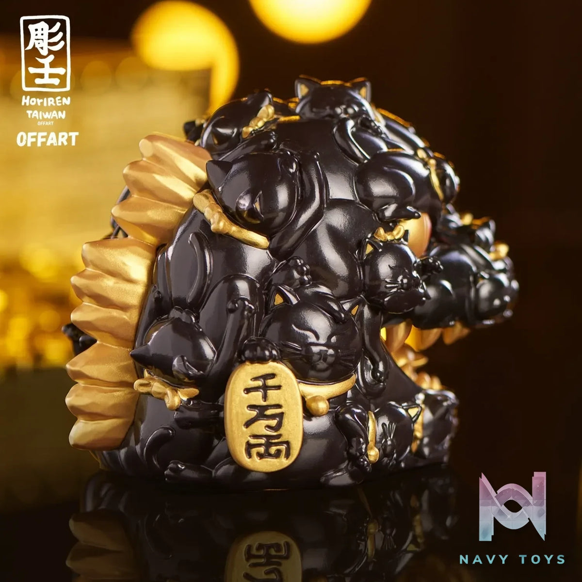 OFFART & A Ren – OFFART X Horiren Red Flame Hundred Cats Mini – Black Gold Bust (Licensed)