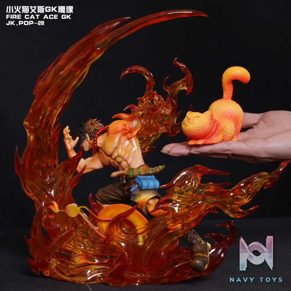 Jacksdo Studio – One Piece Portgas D. Ace Statue & Flame Kitten Cell Phone Holder