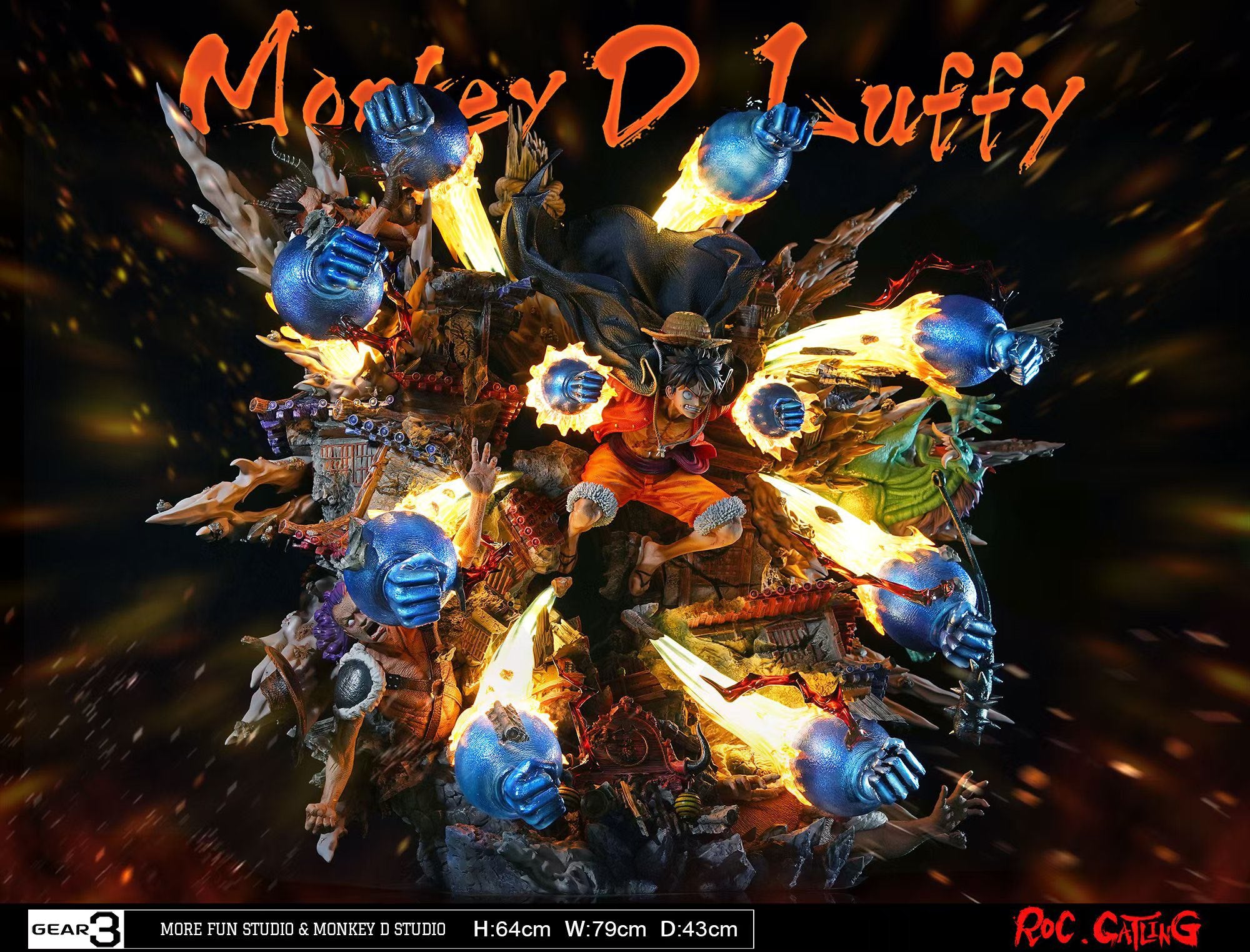 Luffy Gear 3 resin statue More Fun x Monkey D Studio anime figure