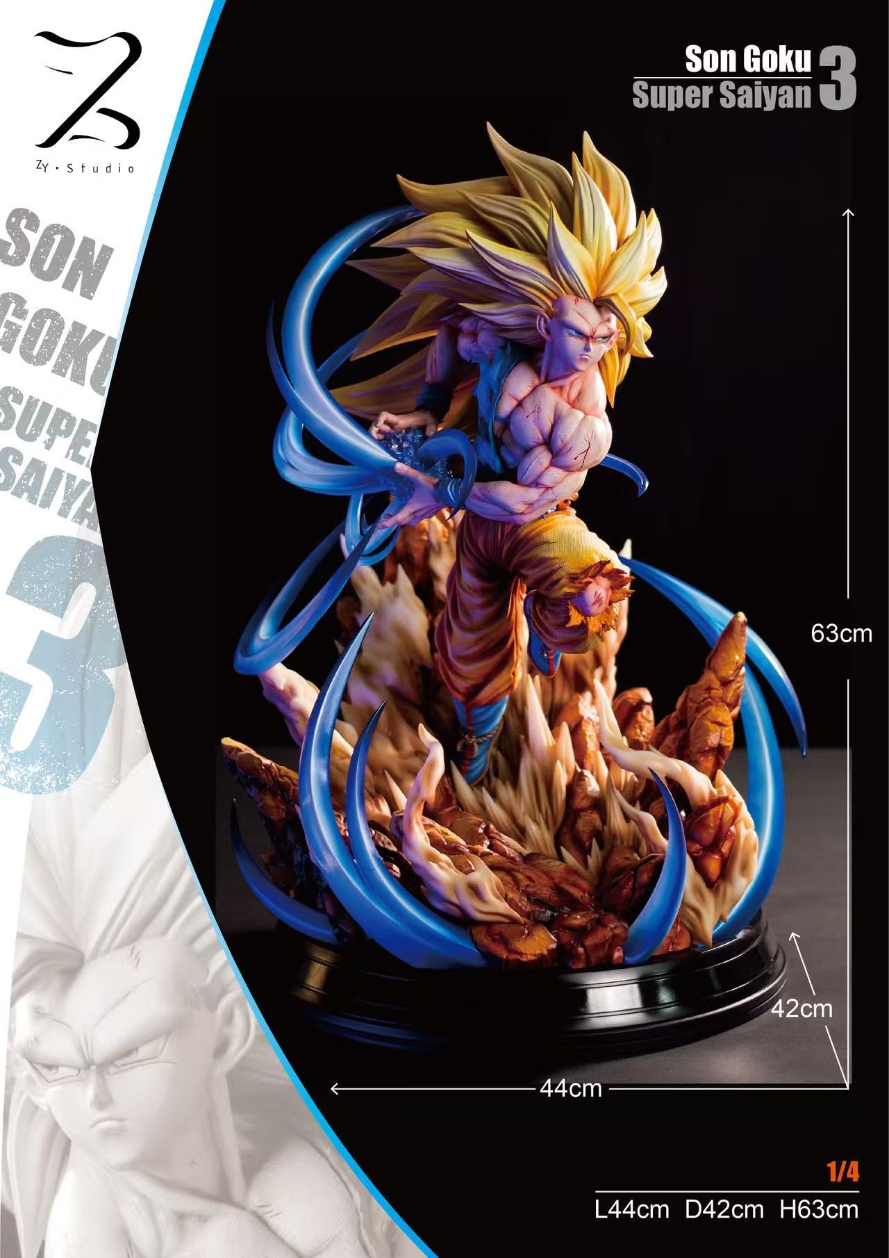 Goku Super Saiyan 3 resin statue ZY Studio x Poker Monster Studio anime figure