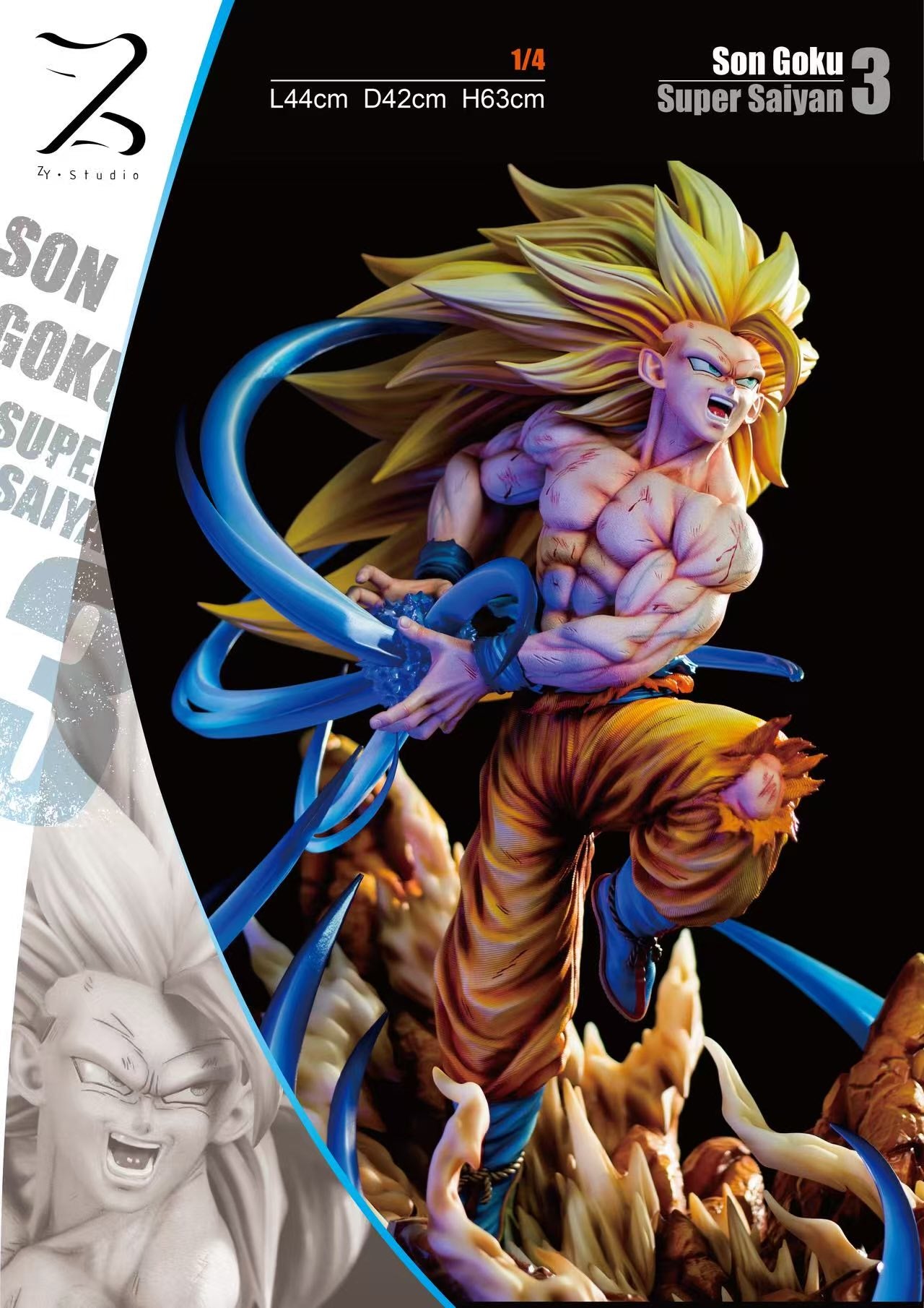 Goku Super Saiyan 3 resin statue ZY Studio x Poker Monster Studio anime figure