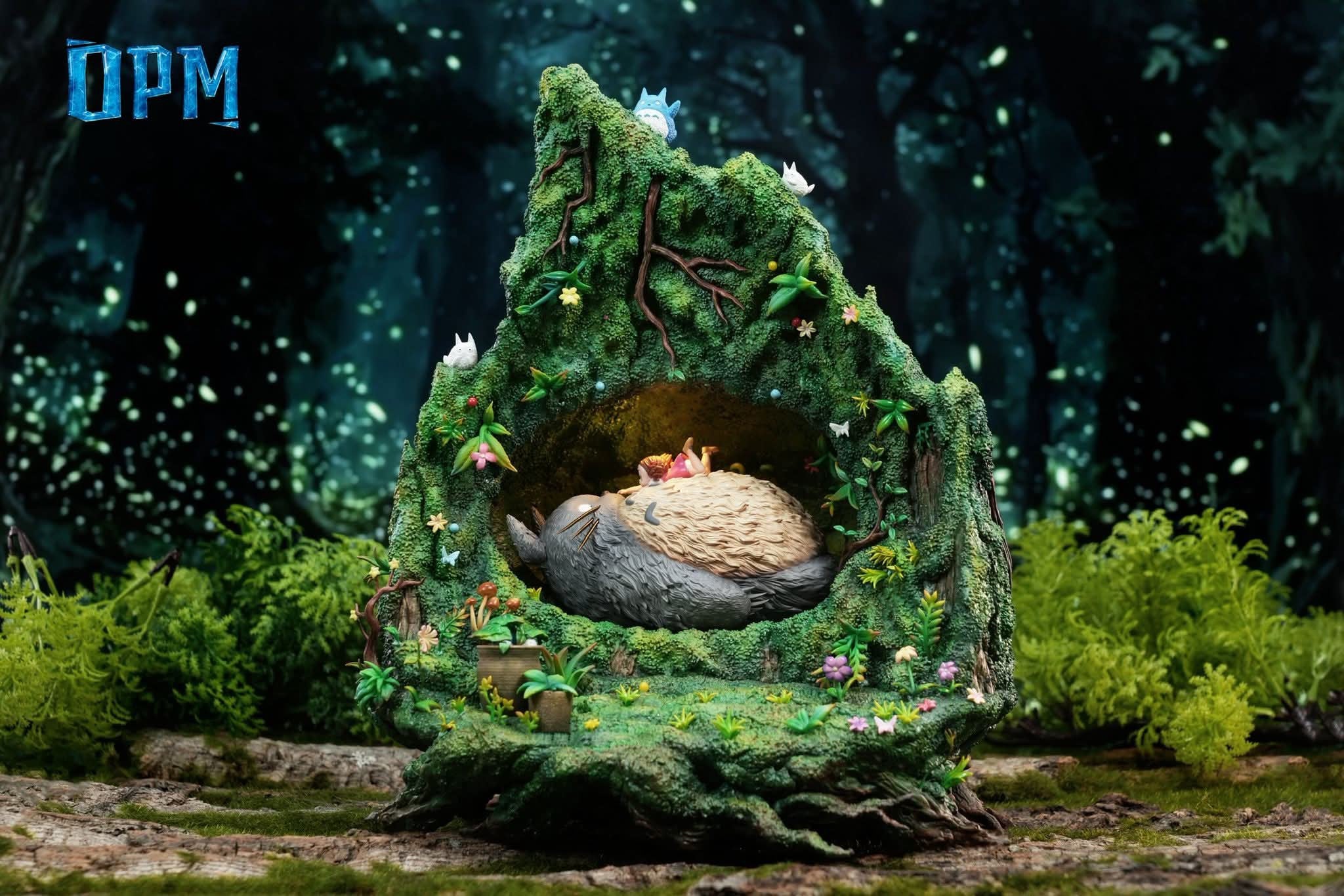 Totoro in the tree hole resin statue opm studio anime figure
