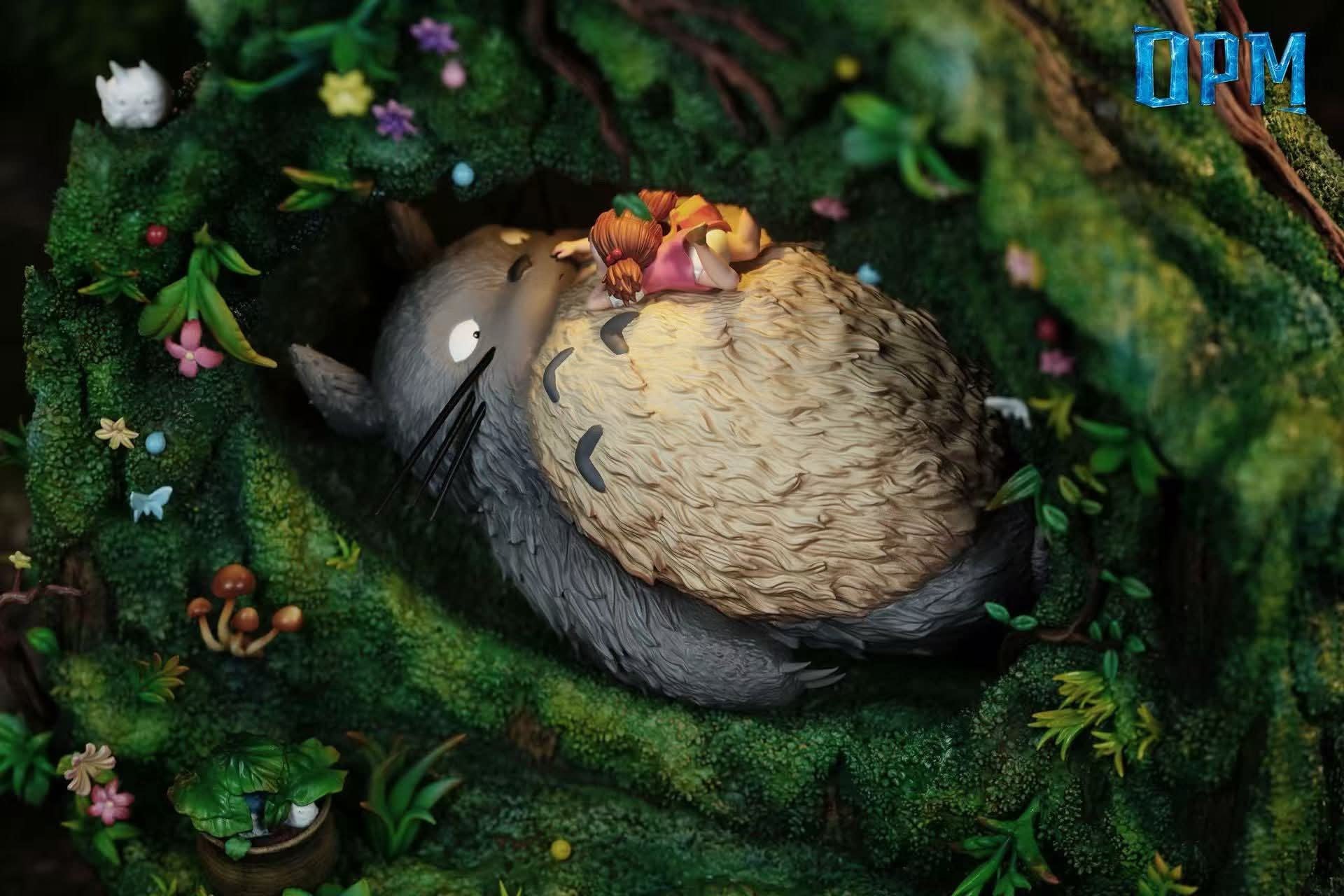 Totoro in the tree hole resin statue opm studio anime figure