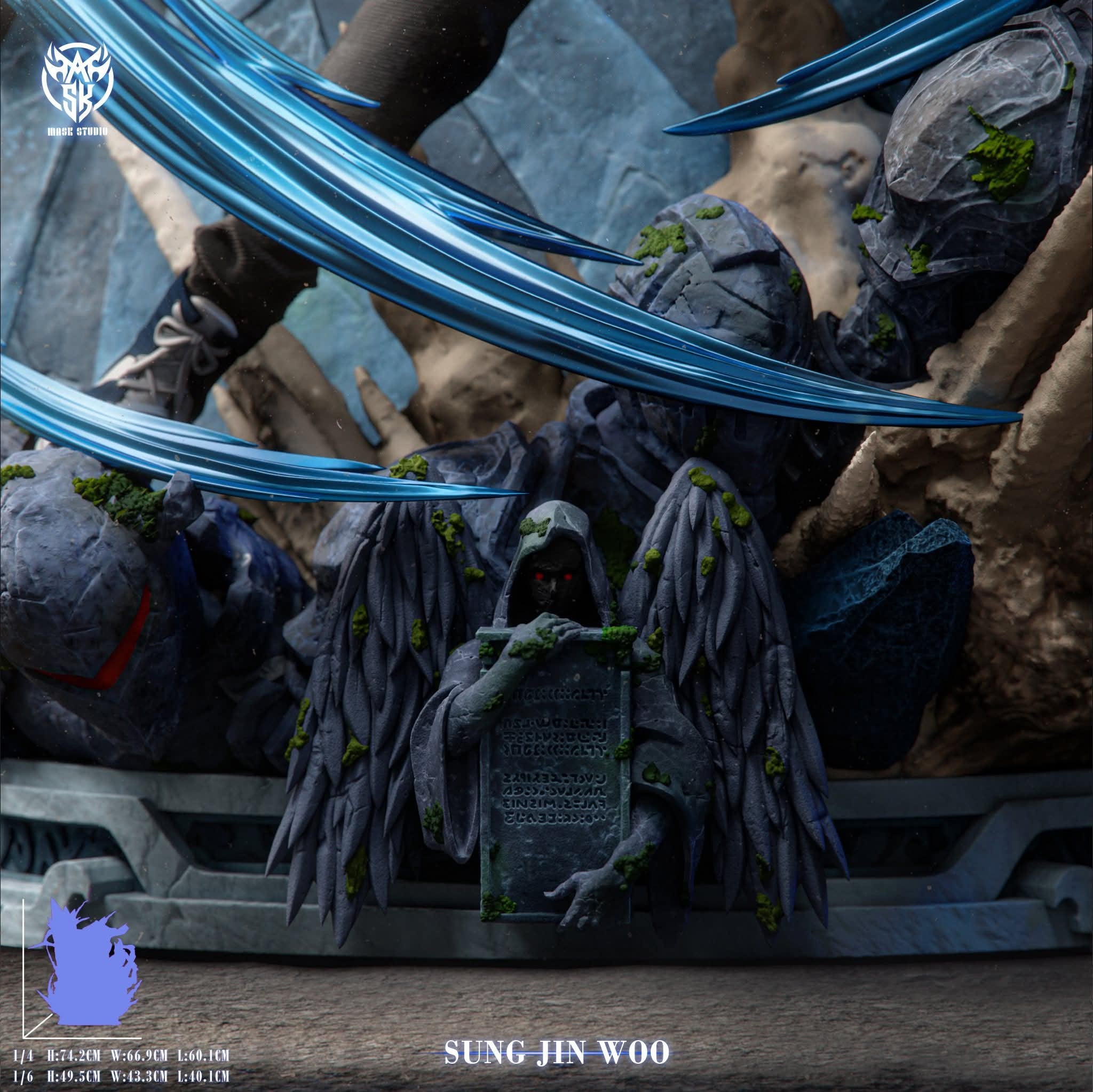 Sung Jinwoo VS Statue of God resin statue mask studio anime figure