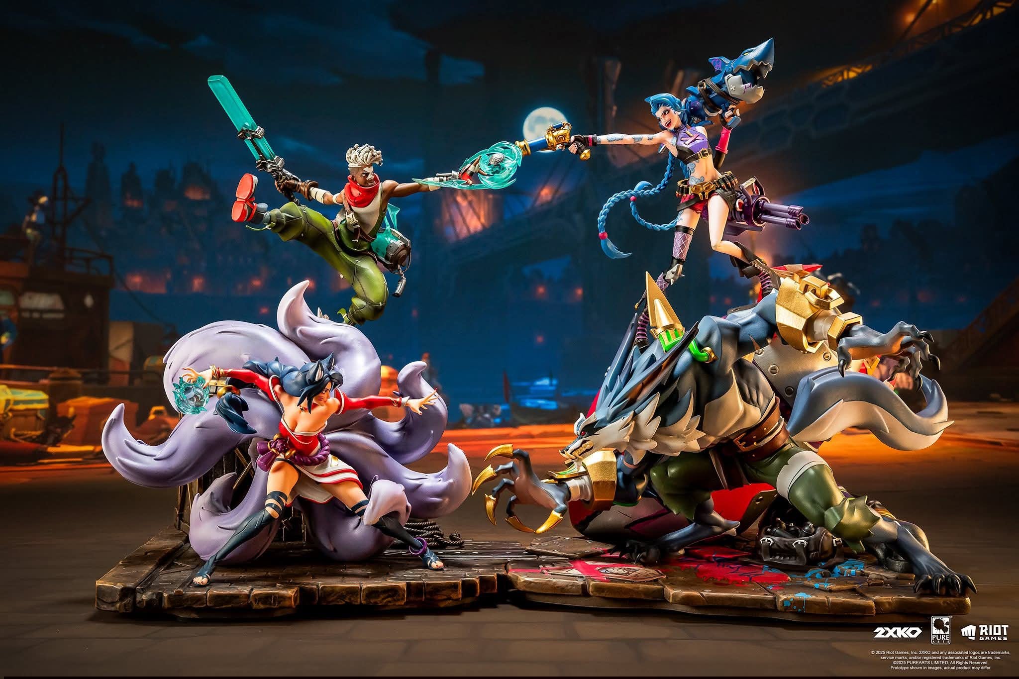 Ahri & Ekko VS Jinx & Warwick resin statue PureArts Studio anime figure