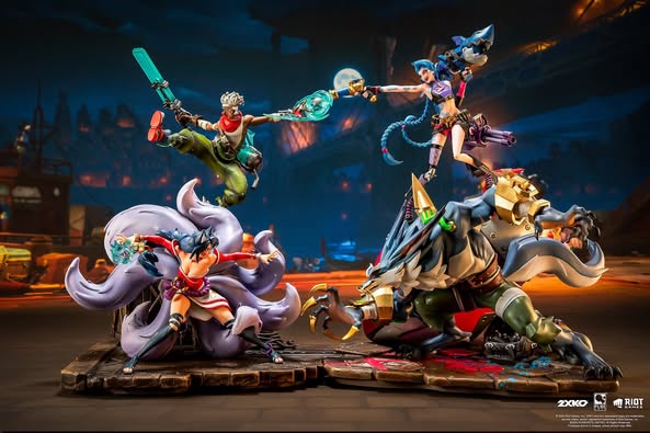 Ahri & Ekko VS Jinx & Warwick resin statue PureArts Studio anime figure