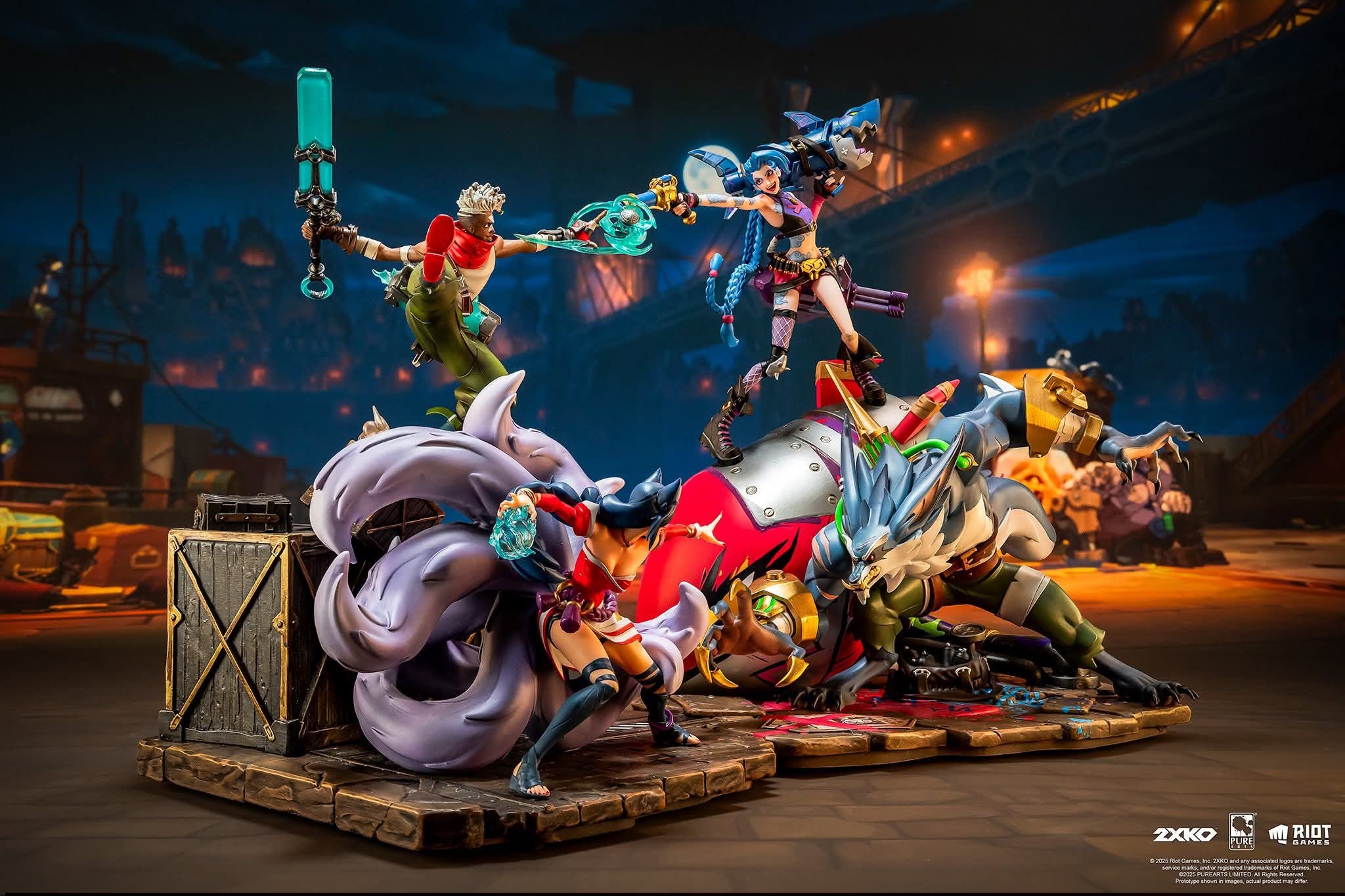 Ahri & Ekko VS Jinx & Warwick resin statue PureArts Studio anime figure