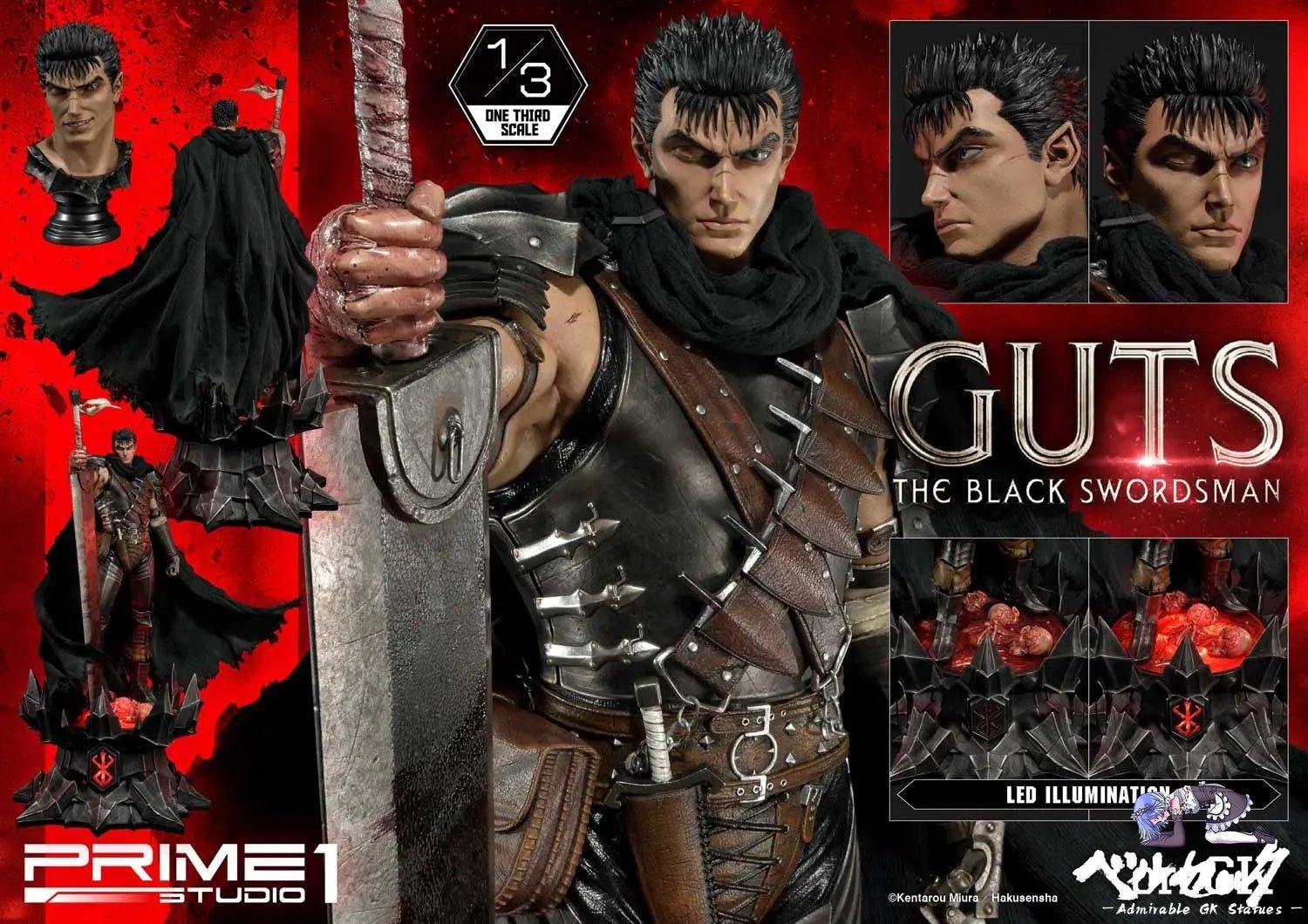 Museum Masterline Berserk Guts The Black Swordsman MMBR-01 MMBR-01DX (Licensed) - Prime 1 Studio resin statue Navy Toys anime figure